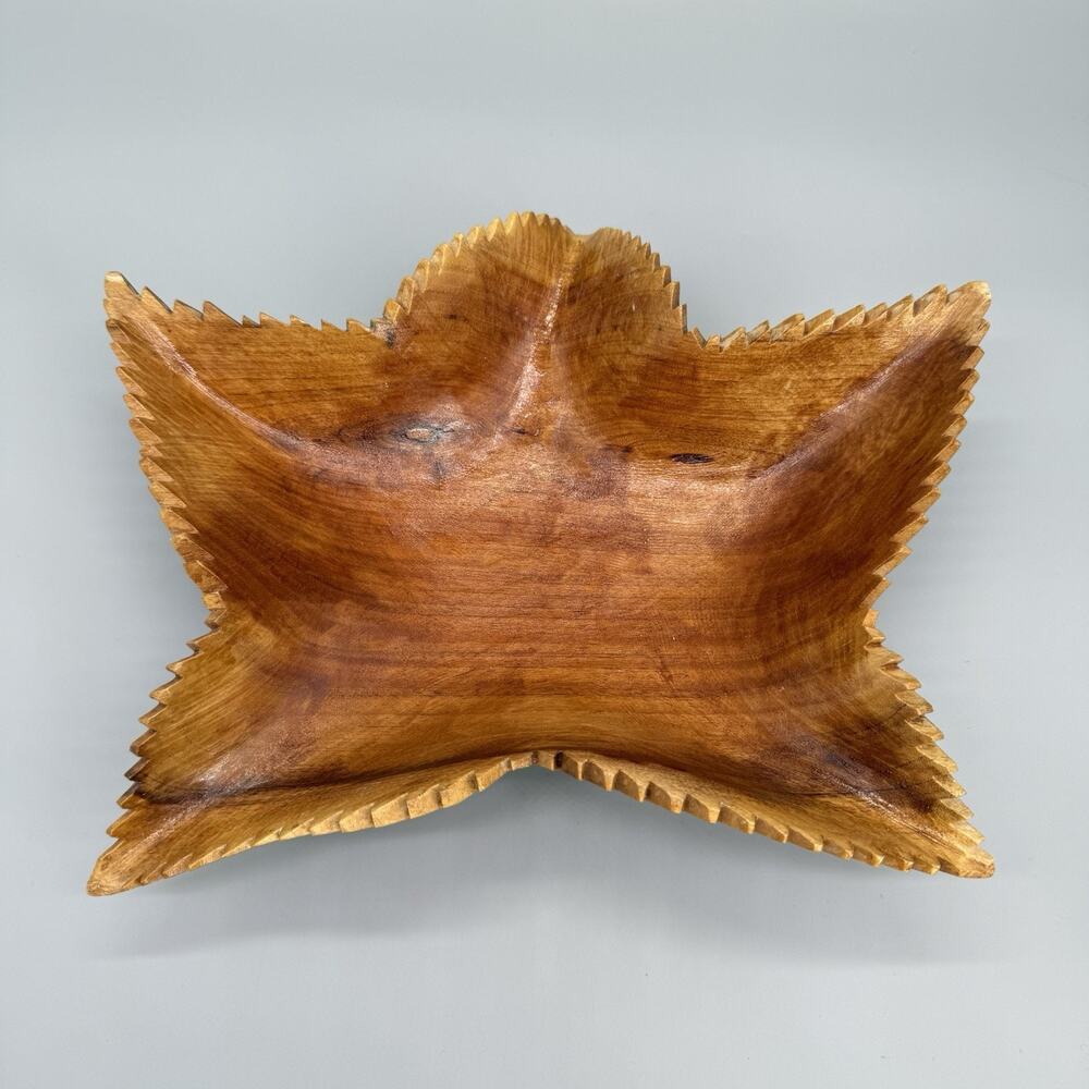 Hand Carved Wooden Starfish Bowl Table Accent Decoration Made in Jamaica 12”